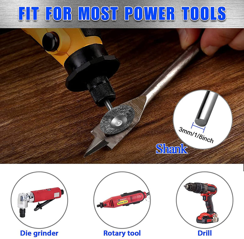[Australia - AusPower] - 120 Pcs Rotary Tool Wire Brush, Steel Wire Wheels Pen Brushes Set Kit Accessories for Rotary Tool-1/8"(3mm) Shank 120 