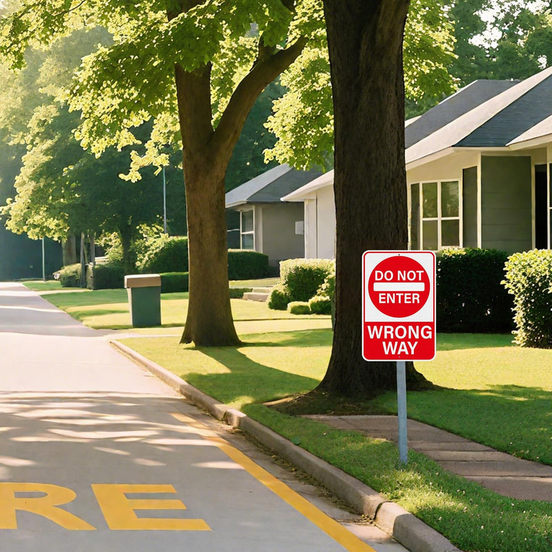 2 Pack Do Not Enter Wrong Way Sign 18 × 12 Inches Reflective Waterproof Fade Resistant Rust Free Aluminum Metal Warning Signage with Pre-Drilled Holes for Roads Driveways Parking Lots