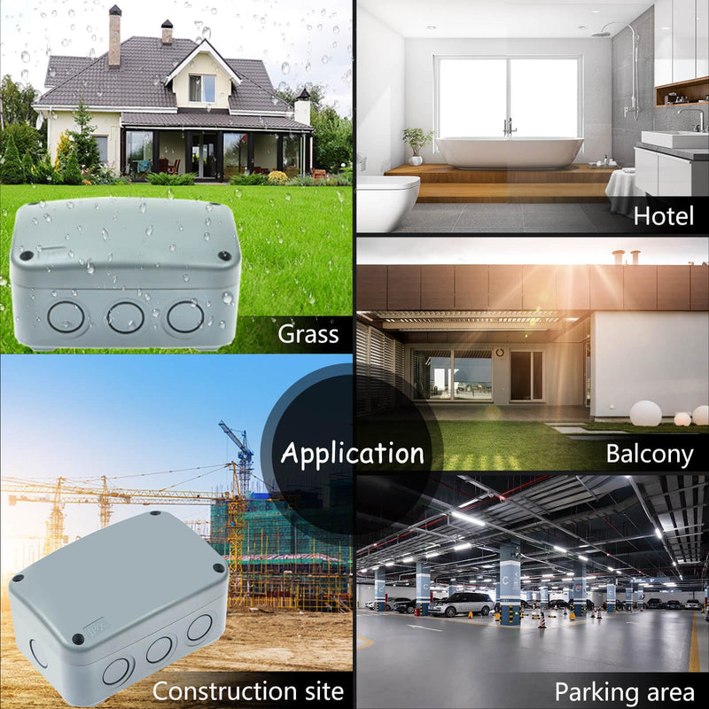 [Australia - AusPower] - Outdoor Junction Box,Nineleaf IP66 Weatherproof Electrical Project Boxes PVC/ABS Plastic Enclosure Box Universal Watertight 4.9 x 3.3 x 2.3 inch (125x86x62mm), Fit with 20mm Cable Gland Grey 125x86x62mm 