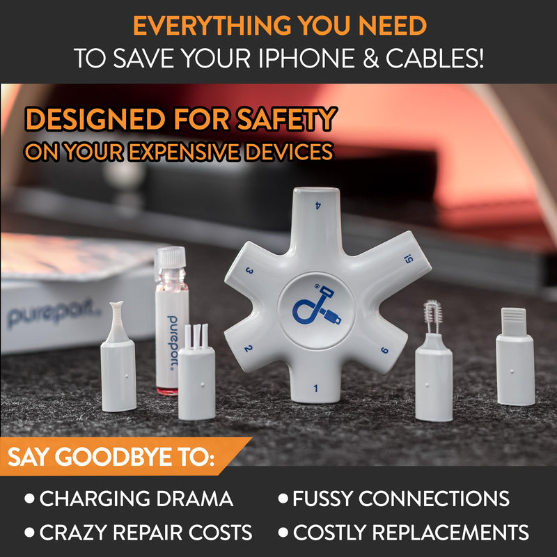 [Australia - AusPower] - iPhone Cleaning Kit - The Original - iPhone Cleaner Multi-Tool | Repair & Restore iPhone & iPad Charging Ports, Lightning Cables & Connectors | Fix Unreliable Charging | As Seen on USA Today For iPhone/iPad (Lightning Connector) 