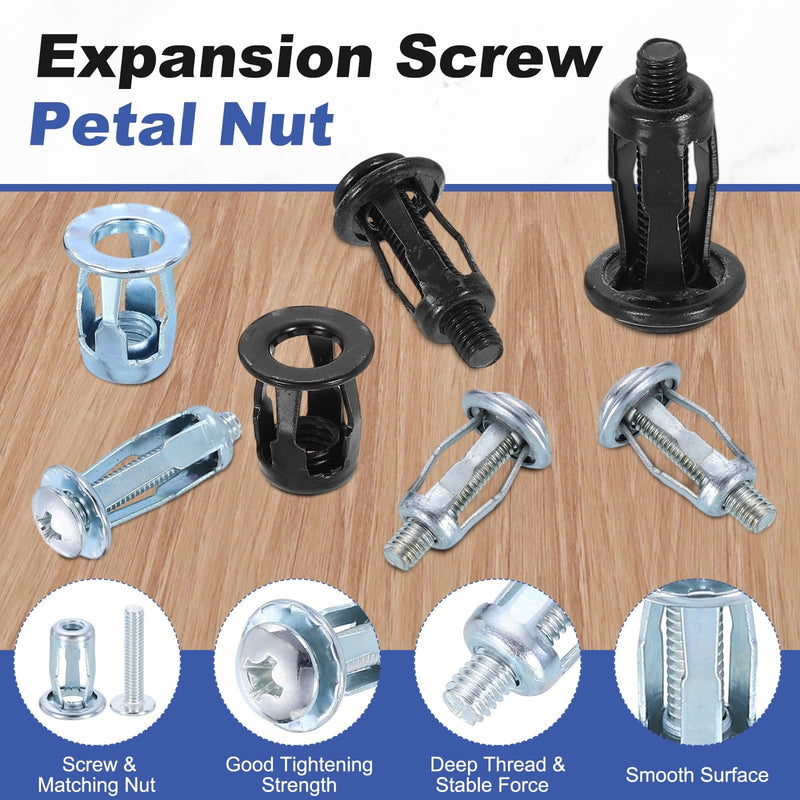 [Australia - AusPower] - uxcell 30 Set M4 M6 M8 Jack Nuts, Carbon Steel Zinc Finish Expansion Screw Petal Nut, Multi-Grip Insert Rivet Nut Fasteners for Hollow Wall Iron Skin Line Use in Thin Soft Wall, Silver 