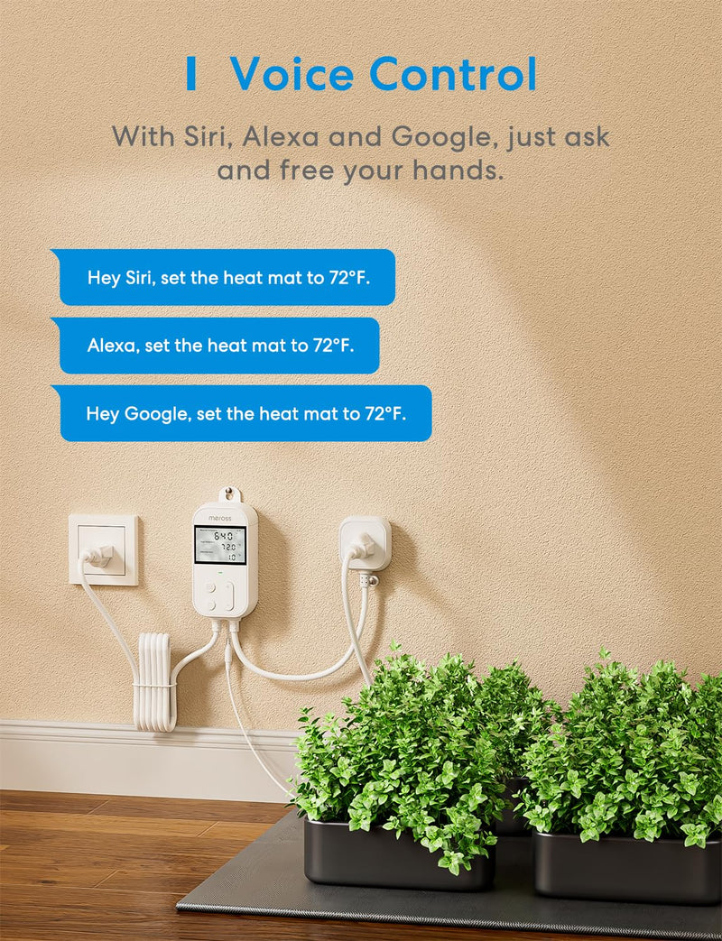 [Australia - AusPower] - meross Smart Temperature Controller Thermostat Monitor Control Heating Cooling 120V 15A 1800W, Works with Apple Home, Alexa, Google Home for Home Brewing Fermentation Incubation Reptiles Green House. New Temperature Controller 