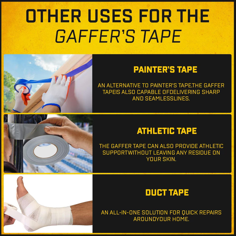 [Australia - AusPower] - Gaffer Tape 2 Inch x 1 Pack Black Gaffing Tapes, Heavy Duty No Residue, Matte Finish, Non-Reflective, Multipurpose Premium Heavy Duty Black Frog Tape, Strong Fabric Tape 