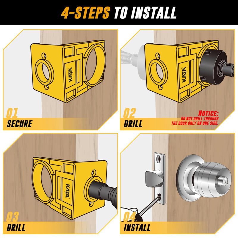 [Australia - AusPower] - KATA 1-3/8" - 1-3/4" Door Lock Installation Set with Guide Template, Door Lock Hole Saw Kit Ideal for Wooden Doors Box 