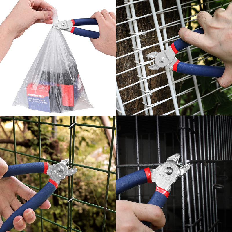 [Australia - AusPower] - WORKPRO Hog Ring Pliers with 500 Pcs 3/4" Hog Rings, Galvanized Steel Hog Rings Perfect for Furniture Upholstery, Auto Upholstery, Meat & Sausage Casings 