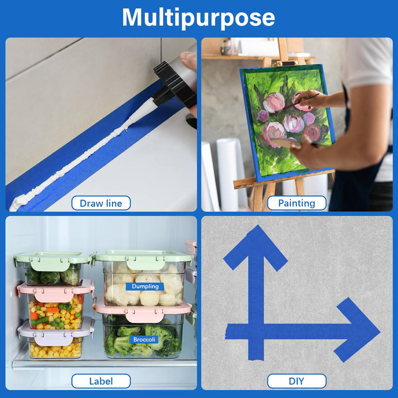 6 Rolls Blue Painters Tape, Premium Masking Tape, Paint Tape for Multi-Purpose, Painting, DIY Crafts (0.94-Inch x 60-Yard) Protects Surfaces, Easy Removal, Total 360 Yds 6 Rolls, 60YD x 0.94IN, Blue