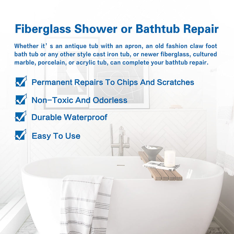 [Australia - AusPower] - Fiberglass Tub Repair Kit (Color Match), Porcelain Sink, Fiberglass Shower and Acrylic Bathtub Repair Kit White, Quick to Fix Cracks, Chips, Dents, Holes on Bath Tub & Toilet, Almond/Biscuit/Bone 