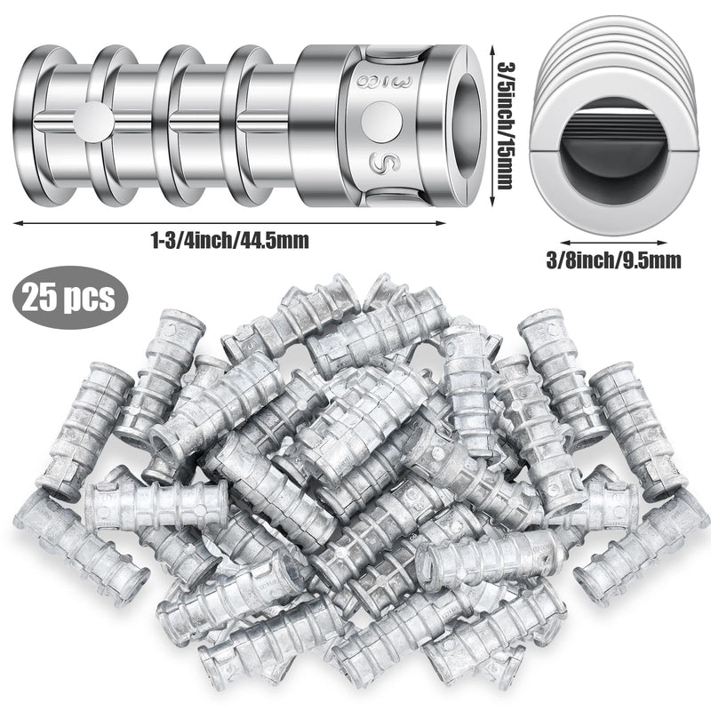 [Australia - AusPower] - 25 Pcs 3/8 x 1-3/4" Lag Shield Concrete Anchors Short Lag Screw Cinder Block Masonry Anchors Hole, Zinc Alloy 