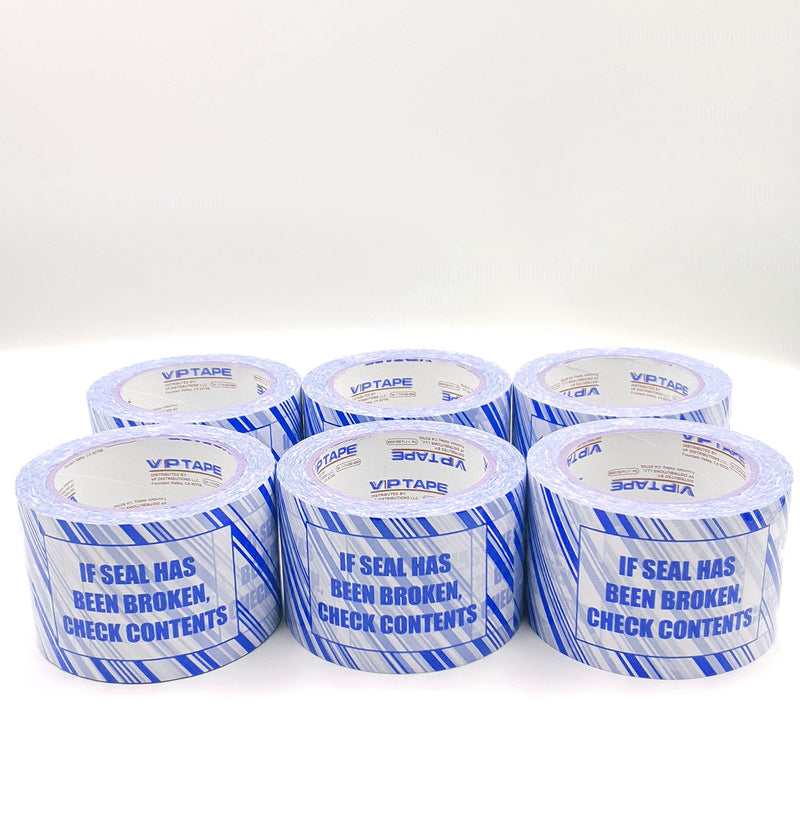 VP Printed Security Packing Tape, 3Inch x 110 Yards, Thickness 2.0 Mil,6 Rolls., blue &white (3s) 6