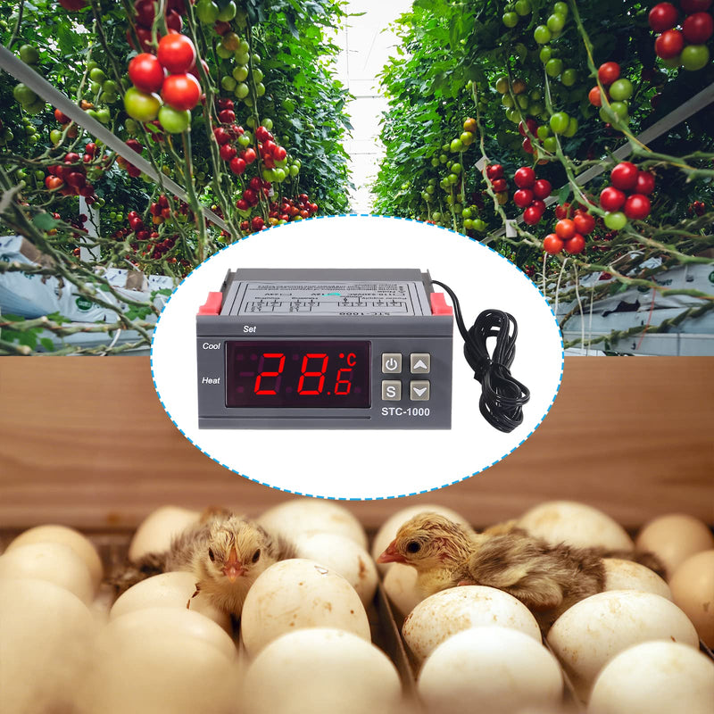 [Australia - AusPower] - 2pcs STC-1000 Digital Temperature Controller DC 12V 10A Digital LED Temperature Controller Thermostat Control Switch 2 Relay Output Cooling Heating and NTC Sensor Probe 