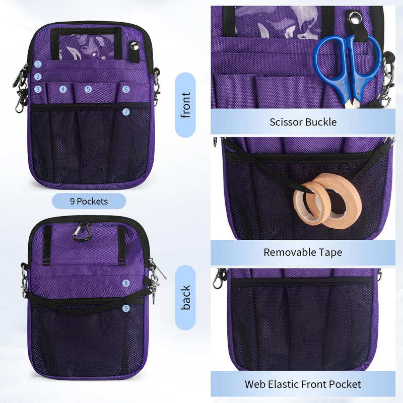 [Australia - AusPower] - Nurse Fanny Pack for Women with Stethoscope Holder - Medical Fanny Pack and Pouch Organizer, Small Utility Waist Bag for Nursing Tools and Supplies, Ideal Nurse Belt bag (Purple) Purple 