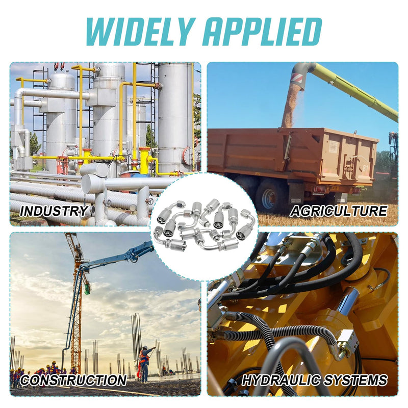 [Australia - AusPower] - 10 PCS 90° Hydraulic Hose Fittings, for 3/8" Hose x 3/8" JIC 37° Female 90° Hydraulic Hose End Elbow Crimp Fitting 3/8" Hose x 3/8" JIC Female 90° 