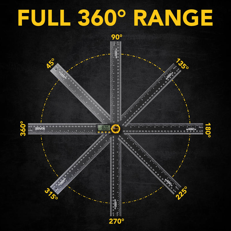 [Australia - AusPower] - LEXIVON Aluminum Digital Angle Finder Gauge, 10-inch/250mm Multi-Purpose Protractor, Includes XL Display and Rugged Zippered Pouch (LX-DAF10) 10 Inch 