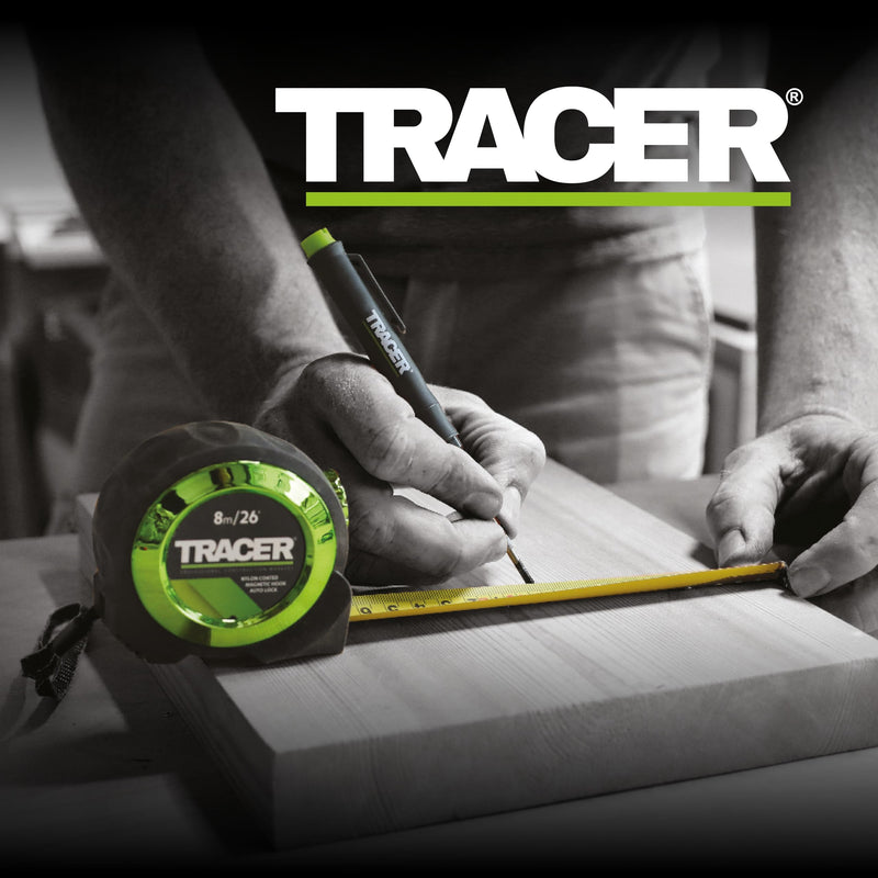[Australia - AusPower] - TRACER 8 m Automatic Locking Tape (Nylon Coated Tape Measure with Magnetic Hook and Automatic Locking Function) 