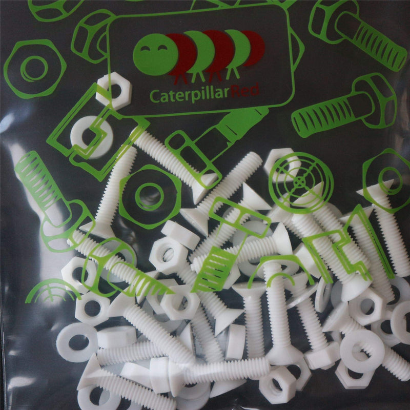 [Australia - AusPower] - 20 x White Countersunk Screws Polypropylene (PP) Plastic Nuts and Bolts, Washers, M4 x 20mm, Anti-Corrosion, Chemical Resistant, (5/32 x 25/32 in) 