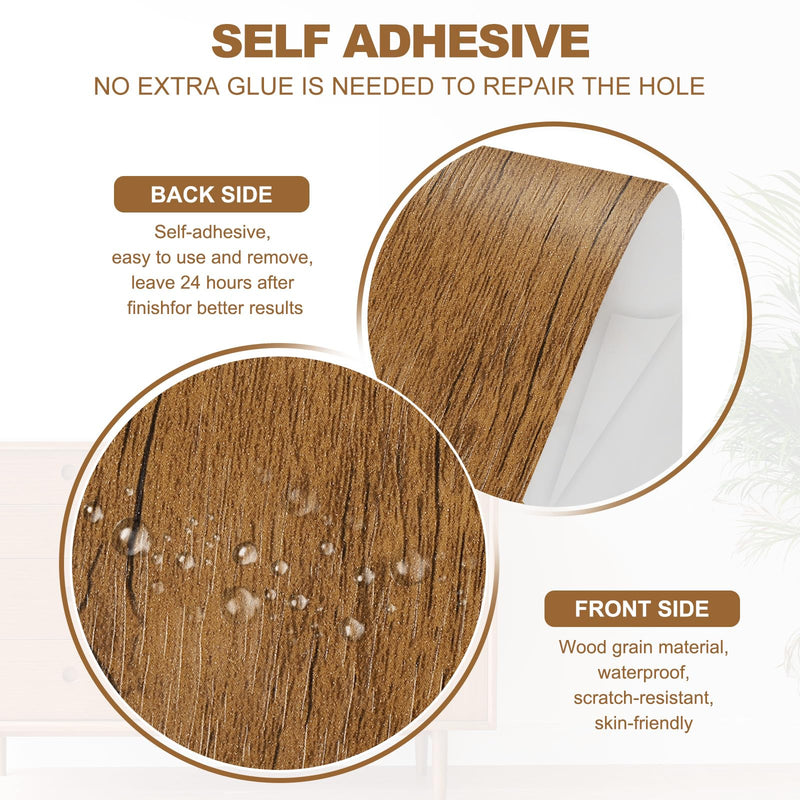 PATIKIL Self Adhesive Wood Grain Repair Tape 33'x 6", Multi-Use Realistic Wood Grain Repair Patch for Furniture Floor Door Table Chair Windows Handicraft DIY, Grain