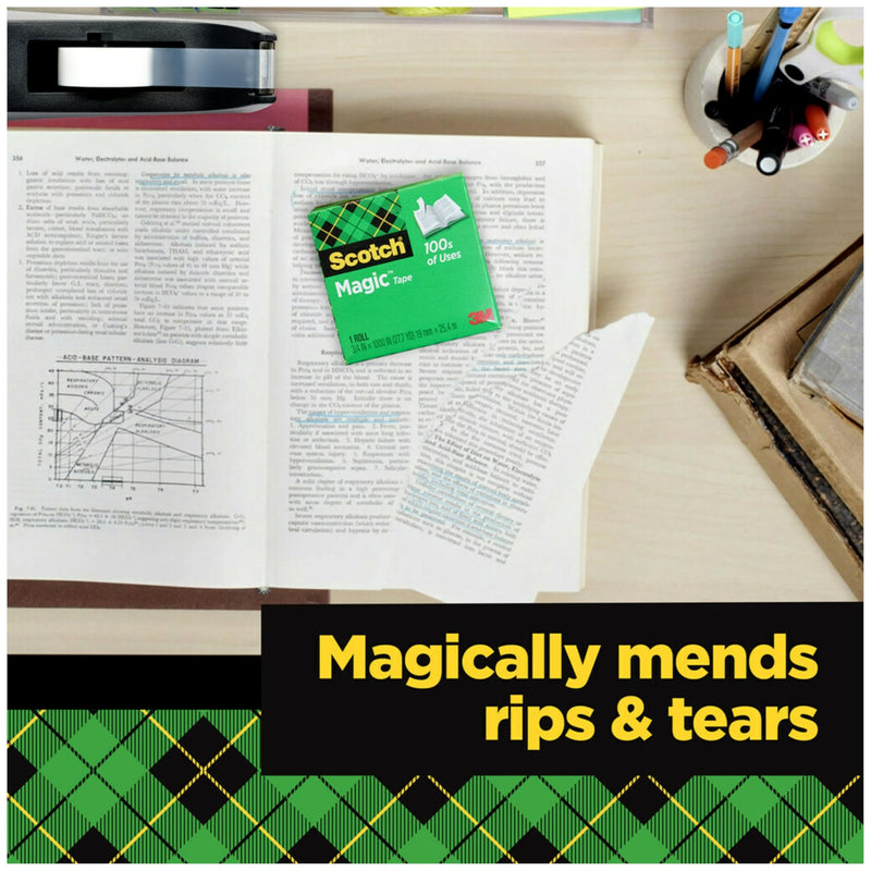 Scotch Brand Magic Tape, Standard Width, Engineered for Office and Home Use, Matte Finish, 3/4 x 1296 Inches, Boxed, 6 Rolls (810-6PK), Transparent