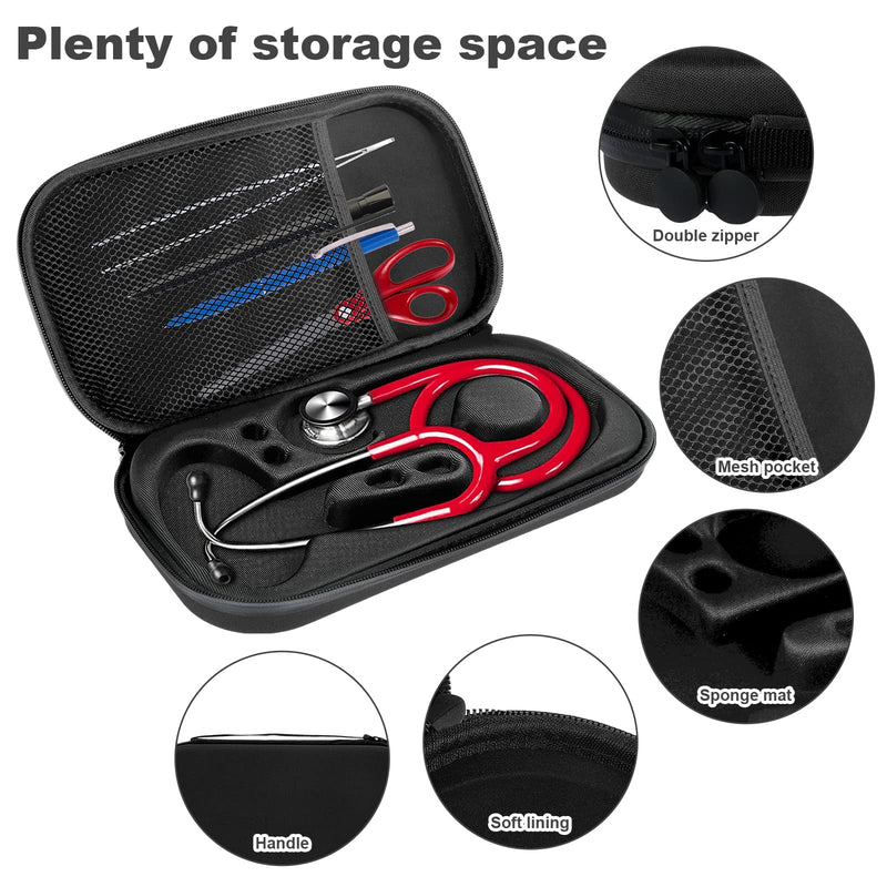 [Australia - AusPower] - Stethoscope Case Bag,Shockproof Stethoscope Carrying Case, Portable Lightweight Stethoscope Storage Bag for Nurses Doctors Travel Black 