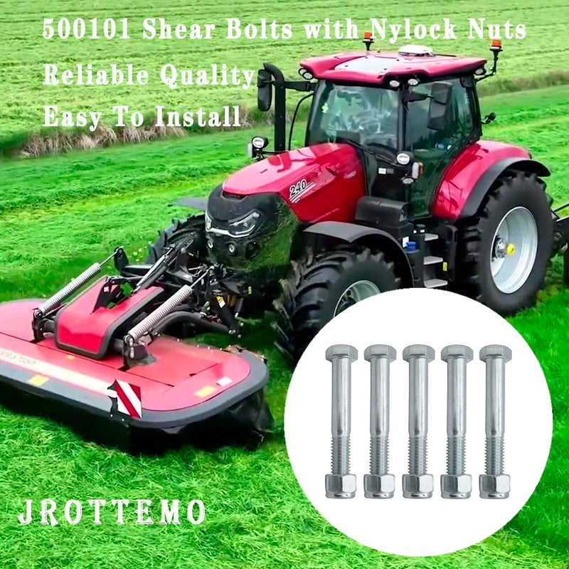 [Australia - AusPower] - 500101 Shear Bolts with Nylock Nuts Compatible with Rotary Cutters Grade 5 1/2" x 3-1/2" 5 Pack 
