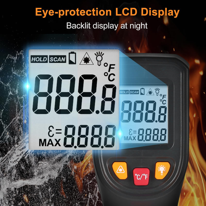 [Australia - AusPower] - Industrial Meter Industrial Measuring Meter Digital Thermometer -50~600℃ Infrared Thermometer Thermometer NJTY Infrared Thermometer Non-Contact Digital Gun -50°C~600°C (-58°F~1112°F) with 