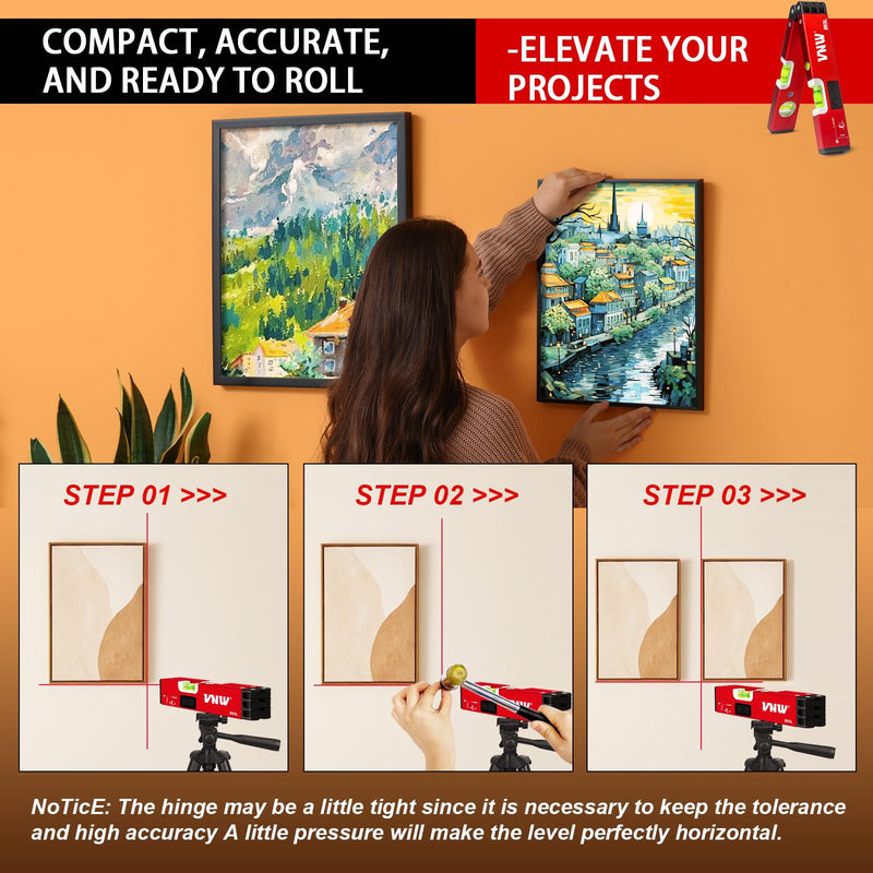 [Australia - AusPower] - 20Inch Foldable Magnetic Level with 30Ft Cross Laser Line,Multi-function Leveler Tool for Woodworking,Picture Hanging,Home Renovation and Construction 