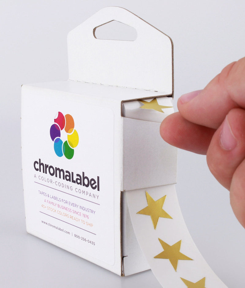ChromaLabel 0.75 Inch Color Code Star Labels, 1000 Dispenser Box, Metallic Gold (Pack of 2) 3/4" (Pack of 2)