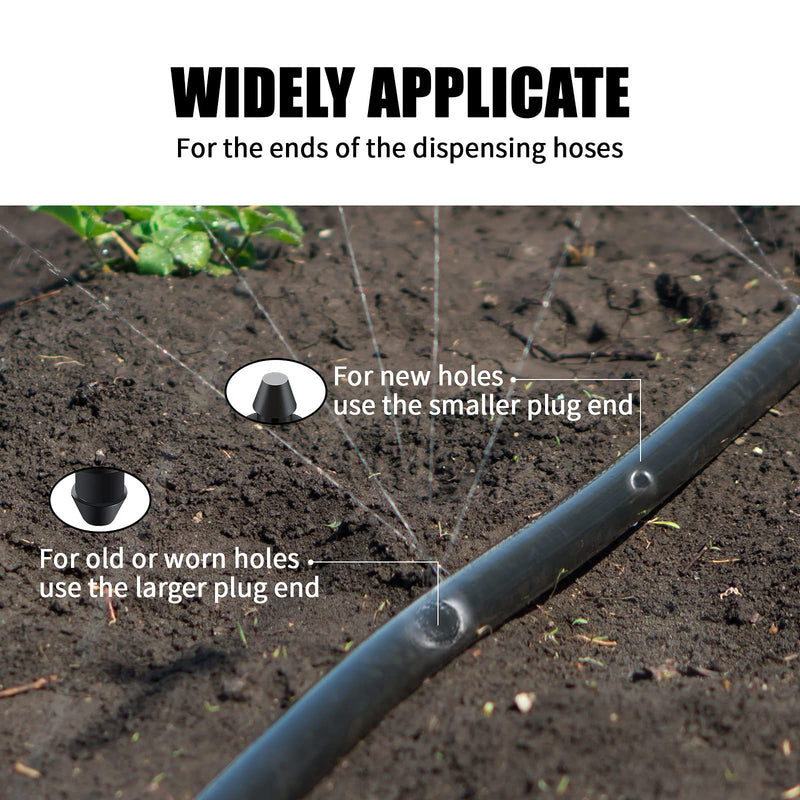 [Australia - AusPower] - Drip Irrigation Plugs Black Irrigation Plugs 1/4 inch Tube End Closure Irrigation Plugs Goof Hole Plugs for Irrigation Dig Home Garden Lawn Pipe Supplies (100 Pieces) 100 