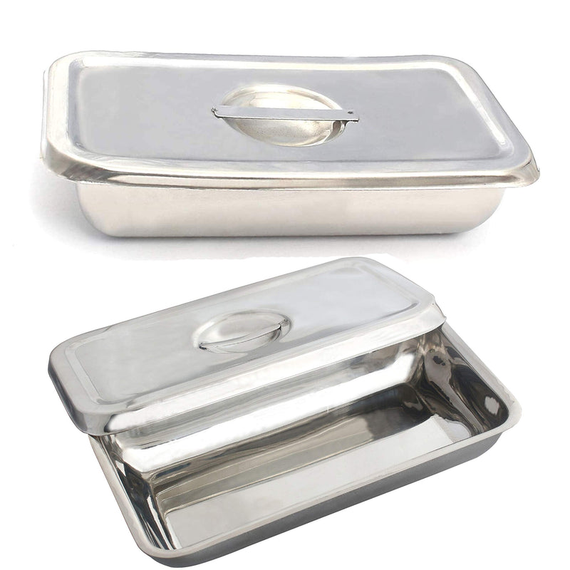 [Australia - AusPower] - OdontoMed2011 Dental Tray Lab Instrument 8"X4"X2" Dental Tool Organizer Holder with Lid and Handle Stainless Steel Holloware Box Dn-2227 