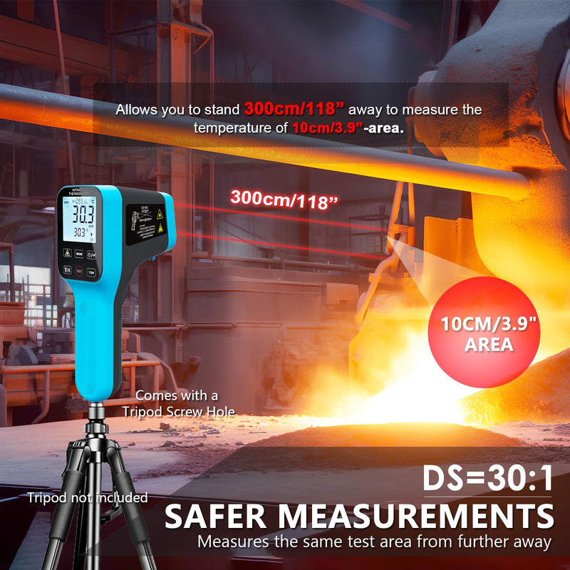 [Australia - AusPower] - Infrared Thermometer Gun Rechargeable, -58℉~2912℉ High Temp Laser Industrial Thermometer, D:S=30:1 Touch Button Waterproof Pyrometer, Digital IR Temperature Gauge with Type-C Port (NOT for Human) HP-1600(Rechargeable -58℉~2912℉) 