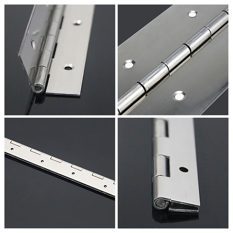 [Australia - AusPower] - 6 PCS 6 Inch Stainless Steel Piano Hinge Heavy Duty with 36 Pcs Screws for Cabinets Boat Marine Door DIY Woodworking Storage Box Hatche Furniture Hardware Silvery silvery-6pcs 
