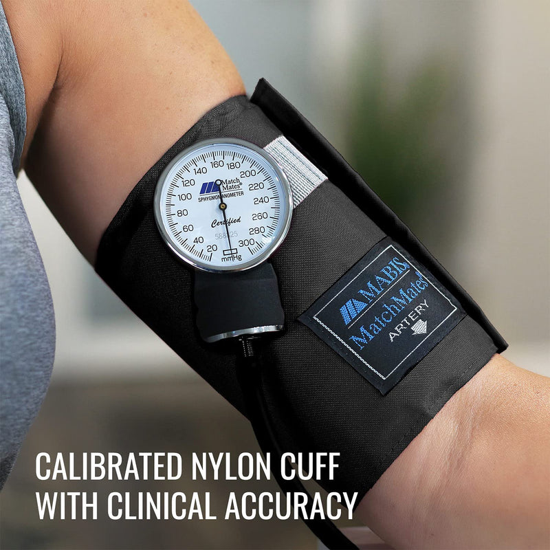 [Australia - AusPower] - MABIS Blood Pressure Cuff and Dual Head Stethoscope Kit, Combination Home Sphygmomanometer with Calibrated Nylon Cuff, Professional Quality, Carrying Case, Black 