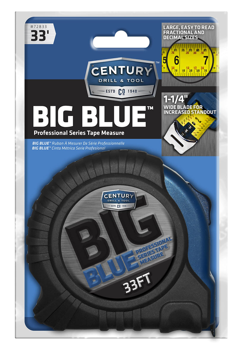 [Australia - AusPower] - Century Drill & Tool's Big Blue Tape Measure - 33-Foot, Durable and Accurate Measuring Tape with Magnetic Tip for Easy Use, Perfect for DIY and Professional Projects 