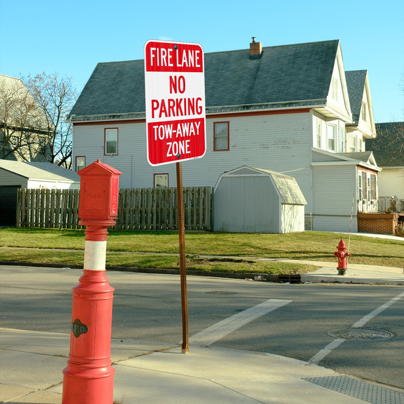 Fire Lane No Parking Sign, Fire Lane No Parking Tow-Away Zone Sign, 2Pack-18"x12" Engineer Grade Rust Free Reflective Aluminum, Fade Resistant, Weatherproof，UV Protected, Easy to Mount