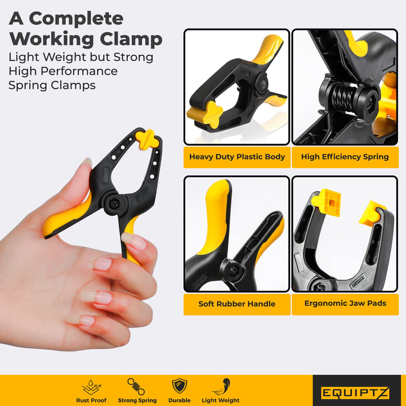[Australia - AusPower] - Spring Clamps 4 inch - 10 Pack Plastic Clamps for Tarps, Crafts, Backdrop and Pool Cover with 2 inch Mouth Opening - Rust Free Large Clips Heavy Duty Outdoor with Non-Detachable Jaw Pads 4" Pack of 10 