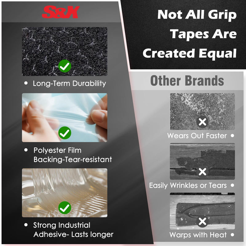 S&X Patterned Anti Slip Tape – 2 Inch x 60 Ft, Black Non Slip Grip Tape with Decorative Grit Surface for Stairs, Floors, and Ramps – Waterproof, Heavy Duty 2" x 60'