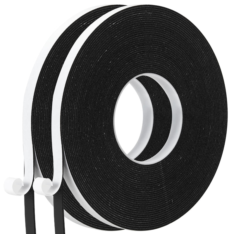 2 Roll of Black Double Sided Foam Tape,PE Foam Tape，Sponge Soft Mounting Adhesive Tape (1/2 Inch by 50 Feet) 1/2 Inch (12mm)
