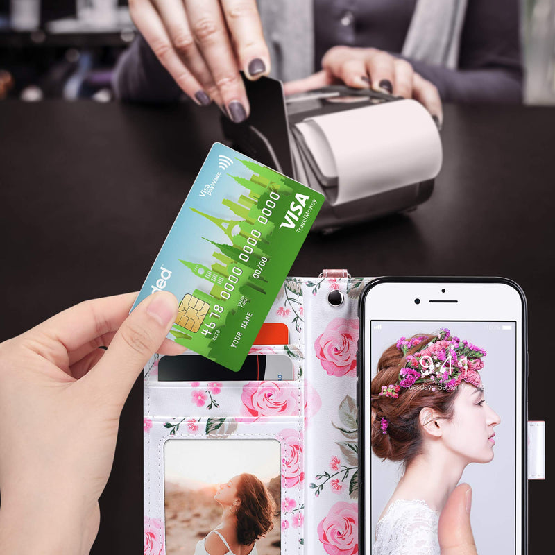 [Australia - AusPower] - ULAK Case for iPhone SE 3 Wallet 2022, iPhone 8 Wallet, iPhone SE Wallet 2020, iPhone 7 Flip Case, PU Leather Kickstand Card Holder Protective Cover for iPhone 7/8/iPhone SE 2nd 3rd Gen Rose Gold 