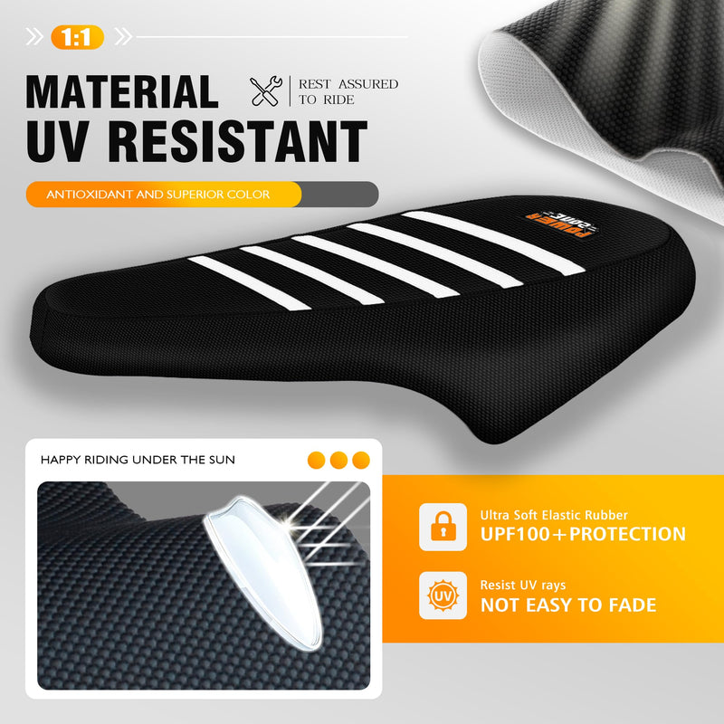 Electric Bike Seat Cover Compatible with Ridstar Q20 E Bike Non-Slip Anti-UV (Black-White) Black-White