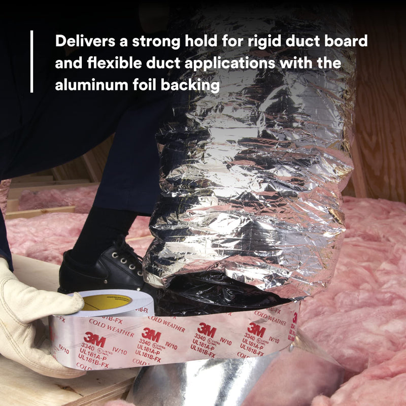 3M Venture Tape UL181A-P Aluminum Foil Tape 1581A, Rigid and Flexible Duct Seaming, Durable, Cold Weather Adhesion, 3.89 in x 60 yd, 2 mil