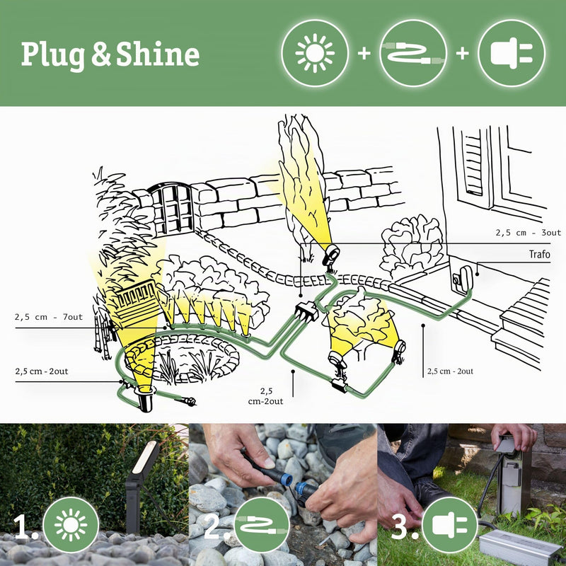 Paulmann 936.95 Outdoor Plug & Shine EBL Set MicroPen II IP67 3000K incl. Driver 93695 Recessed Light Outdoor Recessed Light
