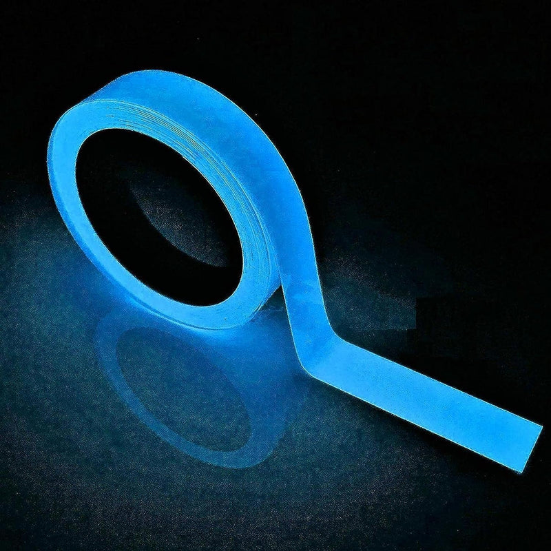 Glow in The Dark Safety Tape, Blue Fluorescent, Self-Adhesive Warning Strip for Stairs and Steps (9.8 FT)