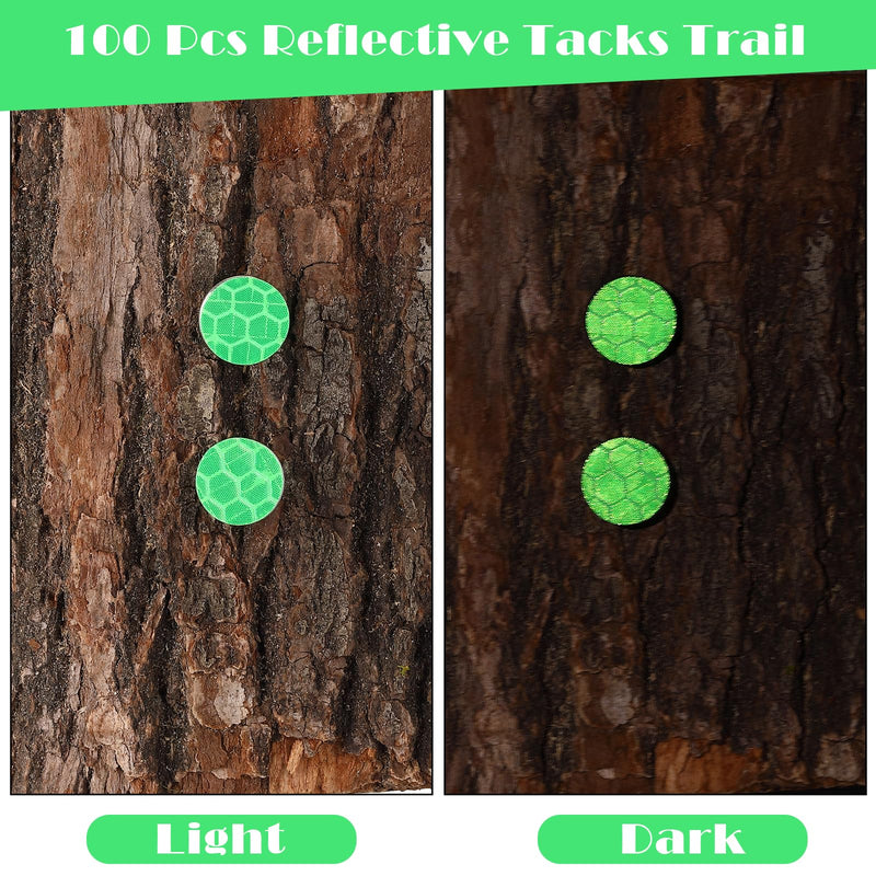 Fullhawl 100 Reflective Tacks Trail Marking Tacks Glow Reflective Mark Trail Markers Thumb Nails for Hunting Hiking Camping Tree Stand (Green) Green