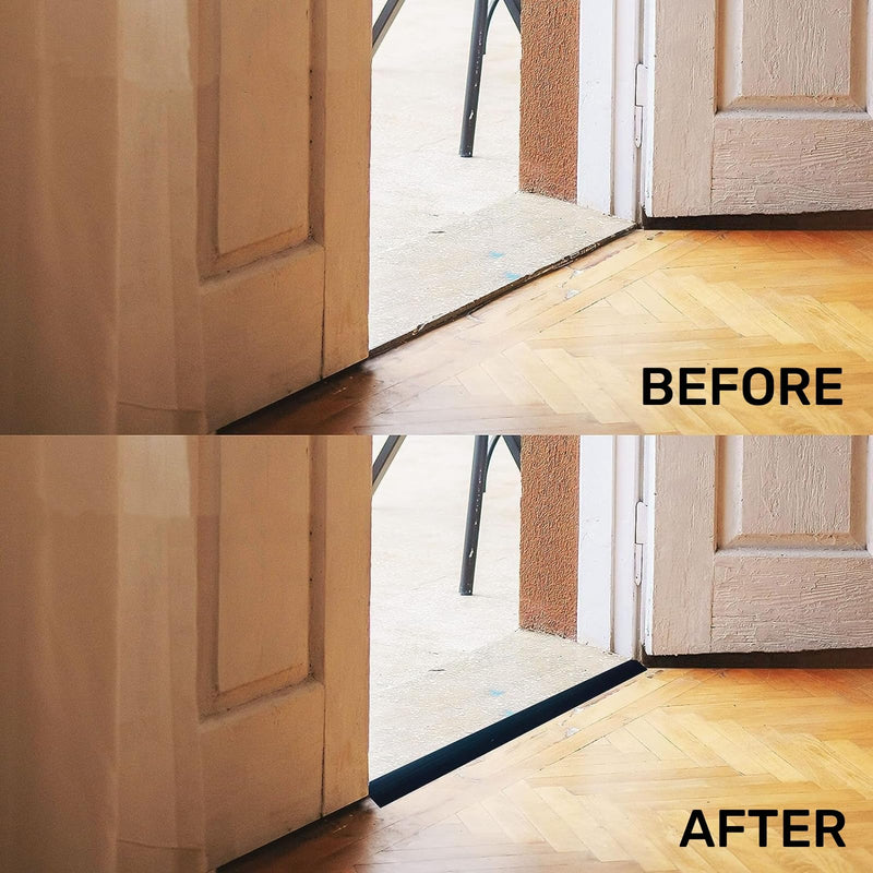 Floor Transition Strip PVC Door Threshold Ramp Doorway Edge Trim Flooring Edging Trim for Laminate Doorway Carpet Tile Floor Edge Threshold from 1/2" to 3/5" (Black, 3.3Ft) Black