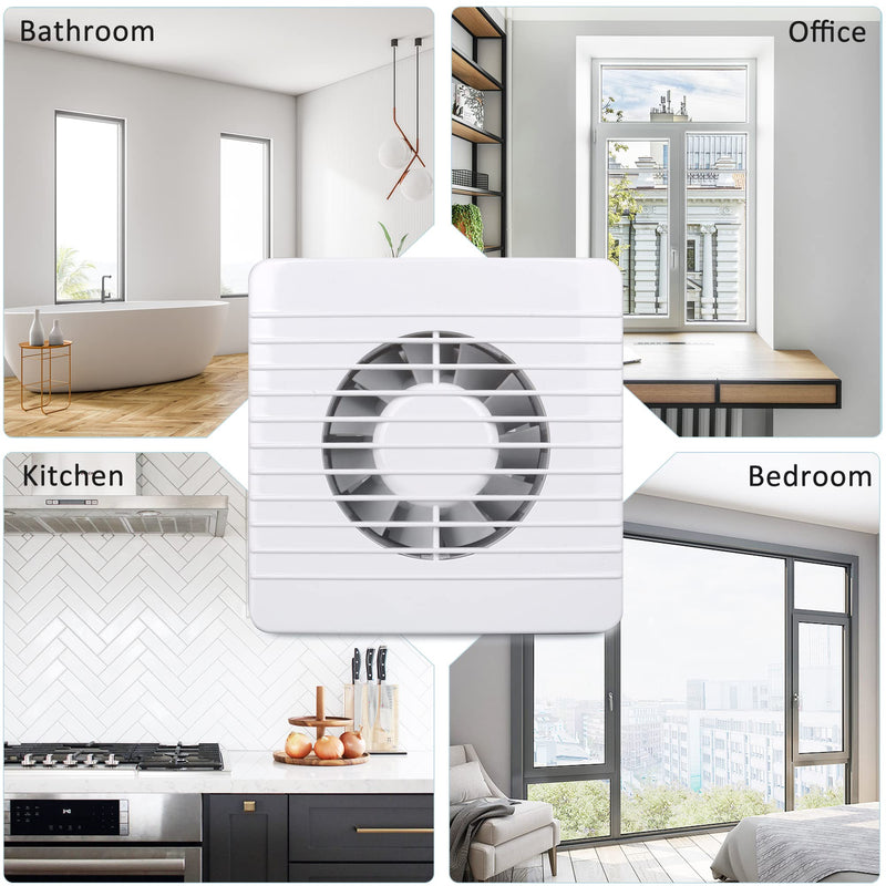 4 Inch Exhaust Fan, Wall Mount Extractor | Plug-in Louvers Window Extractor, Anti-backflow Check, For Toilet, Office, Kitchen, Bathroom 4-INCH 10W 55CFM White Grilles