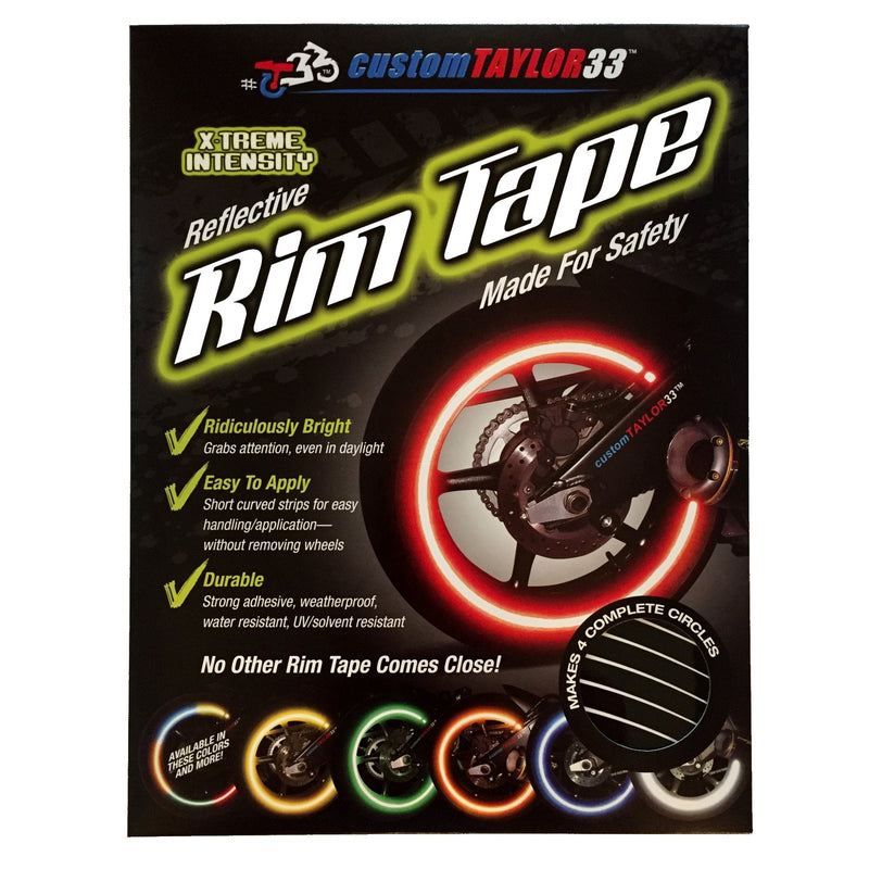 customTAYLOR33 Black Engineering Grade Reflective Copyrighted Rim Tapes - (Must Select Your Rim Size) 17" (Rim Size for Most SportsBikes)