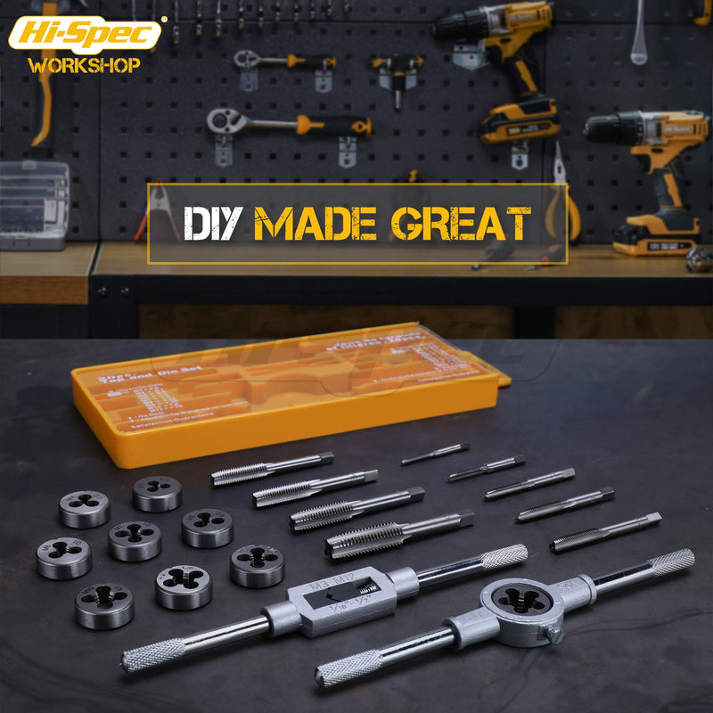 [Australia - AusPower] - Hi-Spec M3-M12 Metric Tap and Die Set with Alloy Steel Male Tap Set and Hand Tap Set 