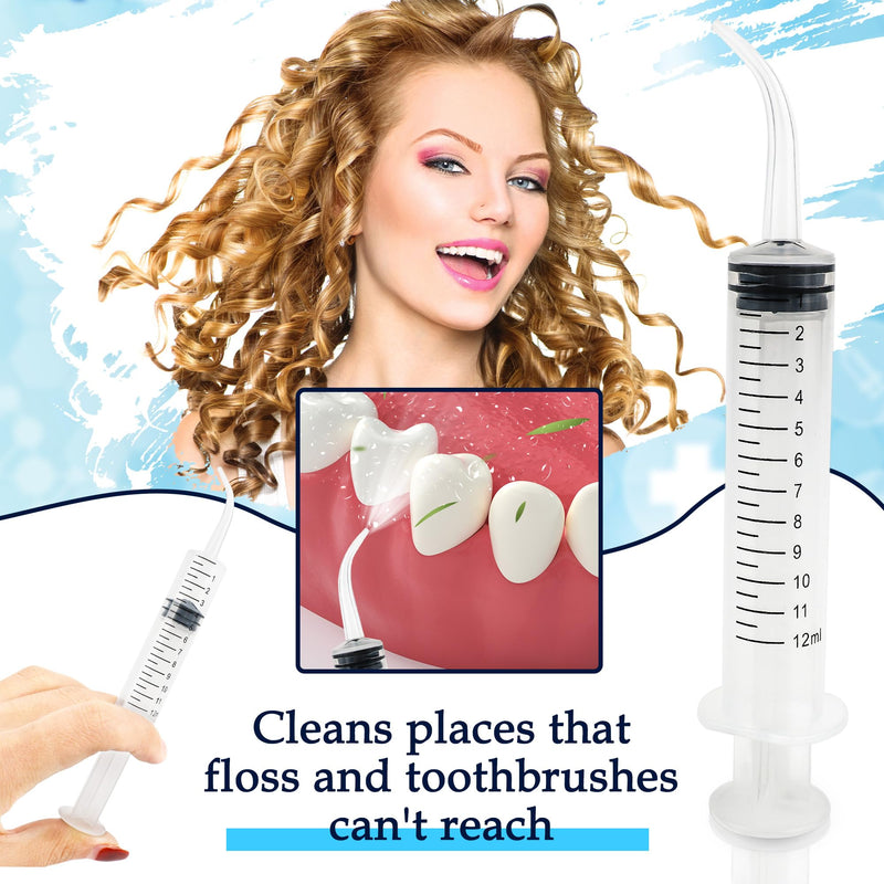 [Australia - AusPower] - 100 Pcs 12ml Plastic Syringes with Curved Tip and Straight Tip Disposable Irrigation Syringe with Measurement Dispensing Syringe Tools for Oral Care Animal Feeding 