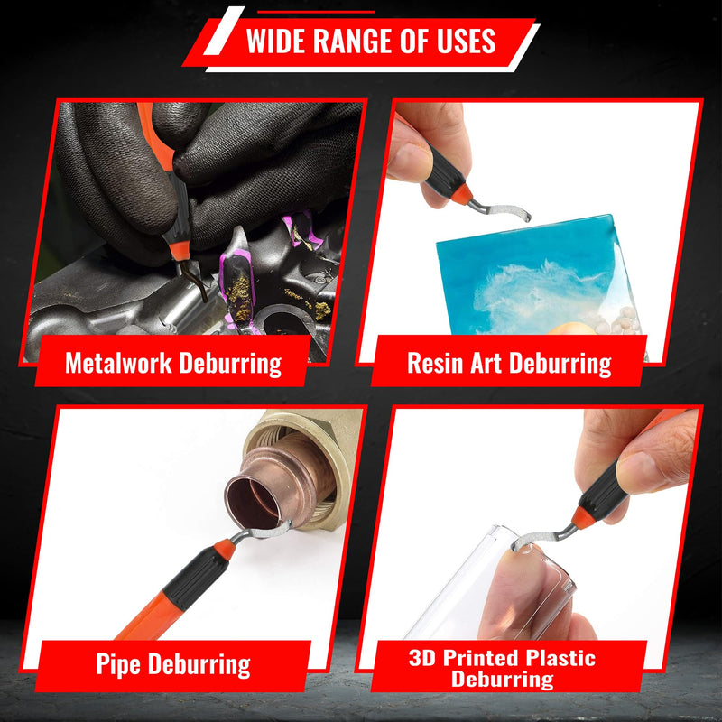 [Australia - AusPower] - AFA Tooling - Deburring Tool with 10 Extra High Speed Steel Swivel Blades - Works on Metal, Resin, PVC Pipes, Copper, Plastic and 3D Printed Edges - Plumbing & 3D Printing Burr Removal Reamer Tool 11 BS1010 Blades 