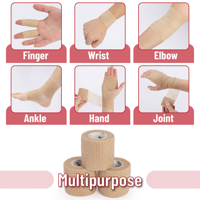 [Australia - AusPower] - Mr. Pen- Self Adhesive Bandage Wrap, 6 Pack, Skin Colored, 2 x 5 Yards, Cohesive Bandages, Medical Wrap, Elastic Bandage Wrap, Self Sticking Bandage Tape Skin Color 