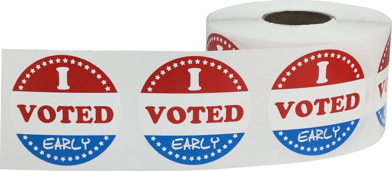 I Voted Early Stickers, 1.5" Inch Round, 500 Adhesive Labels per Roll - Promote Early Voting Participation with Durable, High-Visibility Election Day Labels